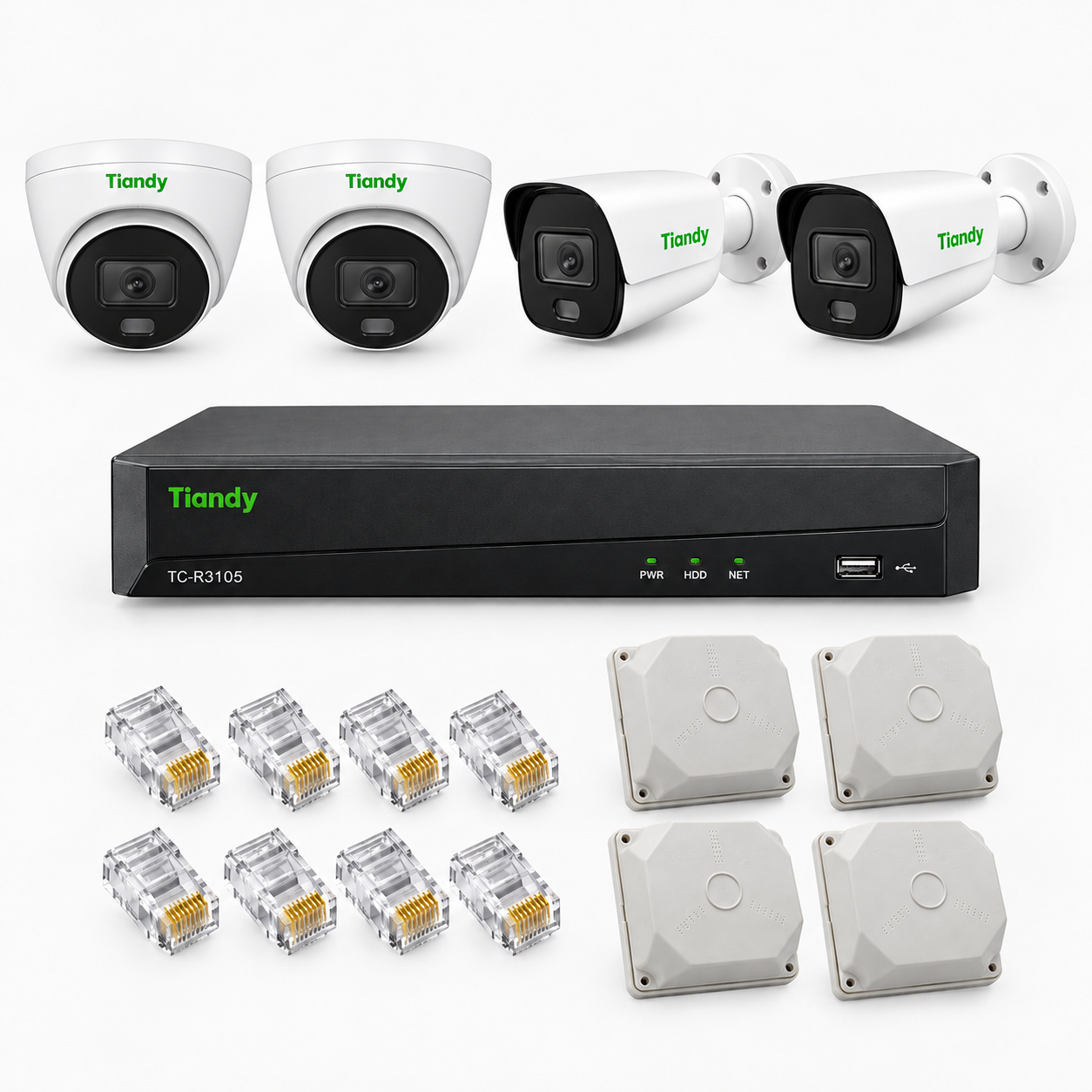 پکیج 4 عددی دوربین مداربسته تحت شبکه Tiandy