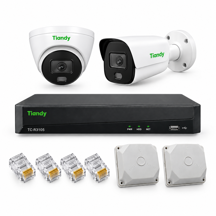 پکیج 2 عددی دوربین مداربسته ی تحت شبکه Tiandy